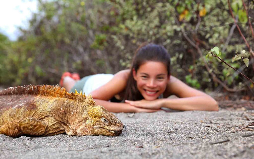 Solo traveler embarking on a Galapagos wildlife safari adventure in Central America