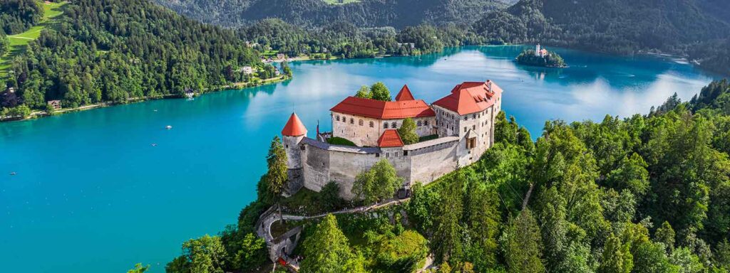 Aerial view of Slovenia on a engaging cultural tour