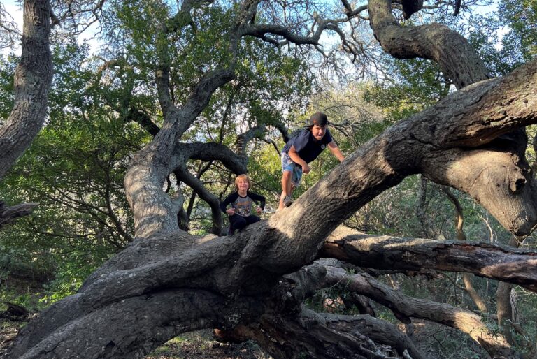 Nicole MT Sobek staff with her two kids on a Thanksgiving adventure