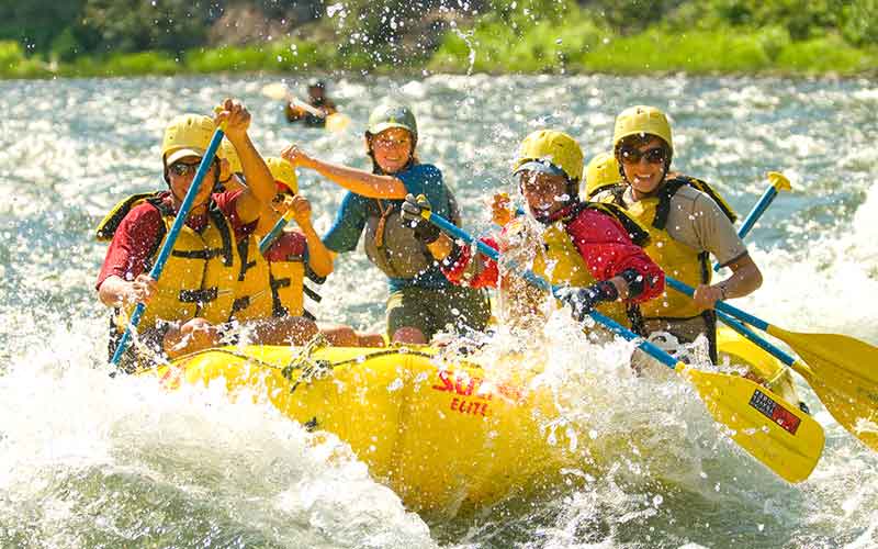 group of rafters rafting 75 miles of the Middle Fork of the Salmon River on a multi day trip in Idaho, North America