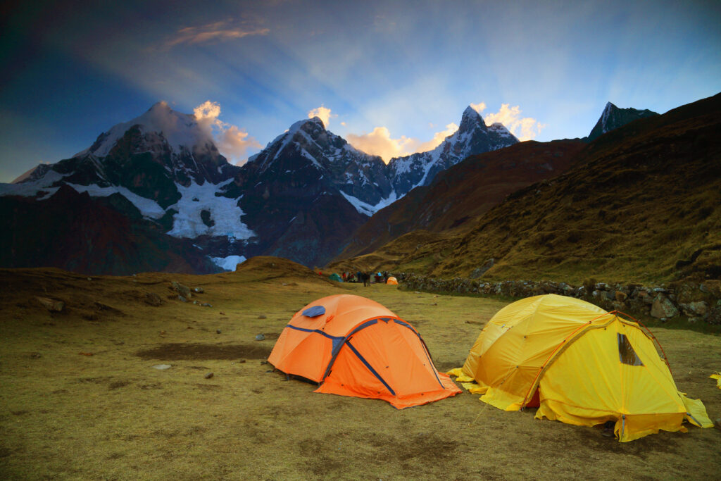 Tenting with the back drop off mount Kilimanjaro