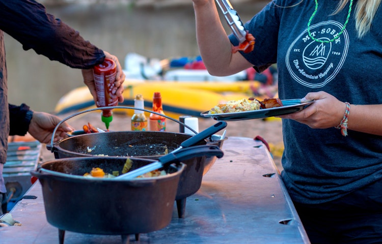 eating on a foodie trip to Cataract Canyon