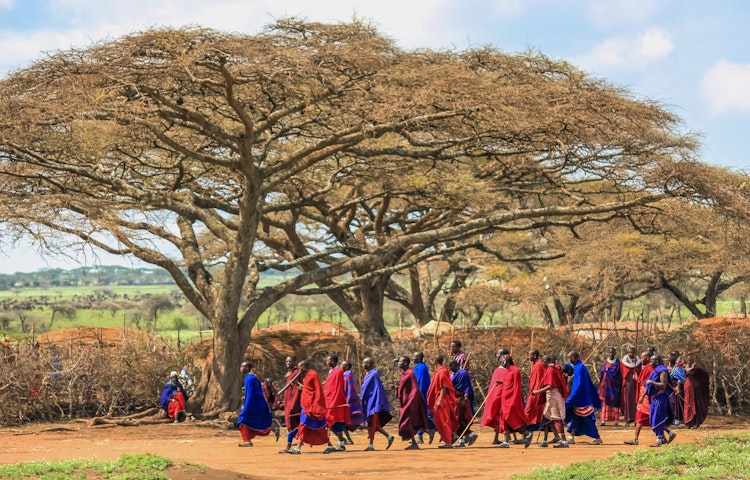 Tanzania locals in the community walking in a tribe