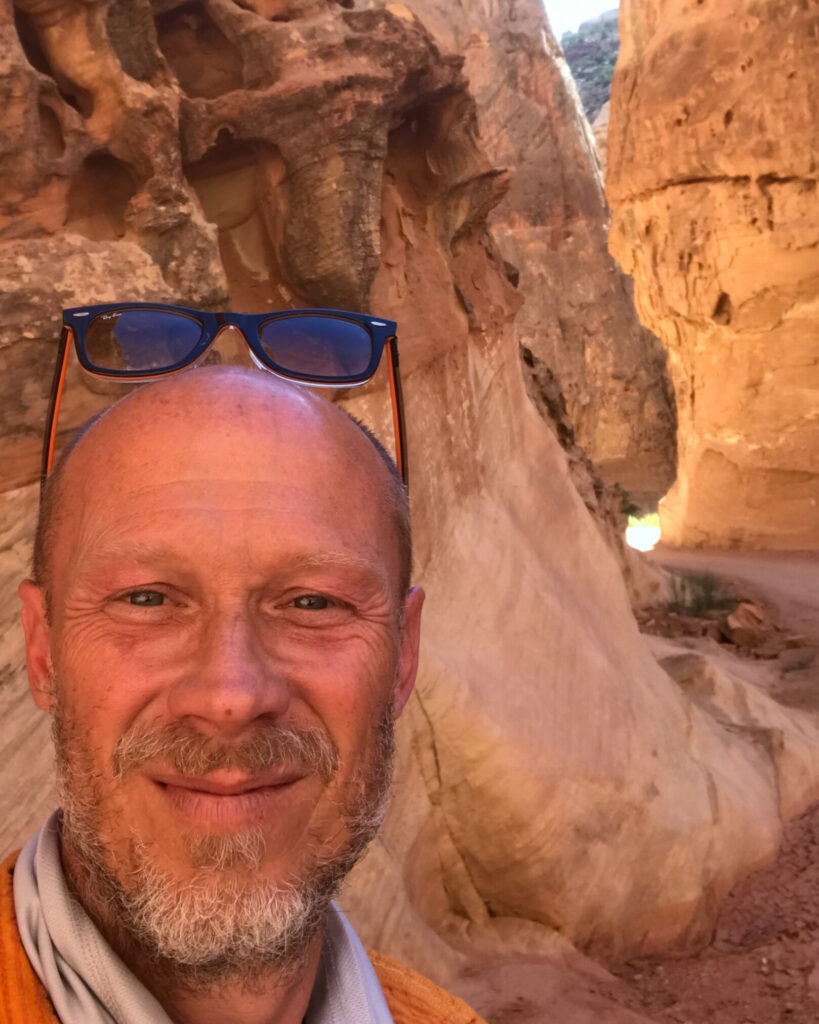 Traveler hiking in Capitol Reef National Park in Utah