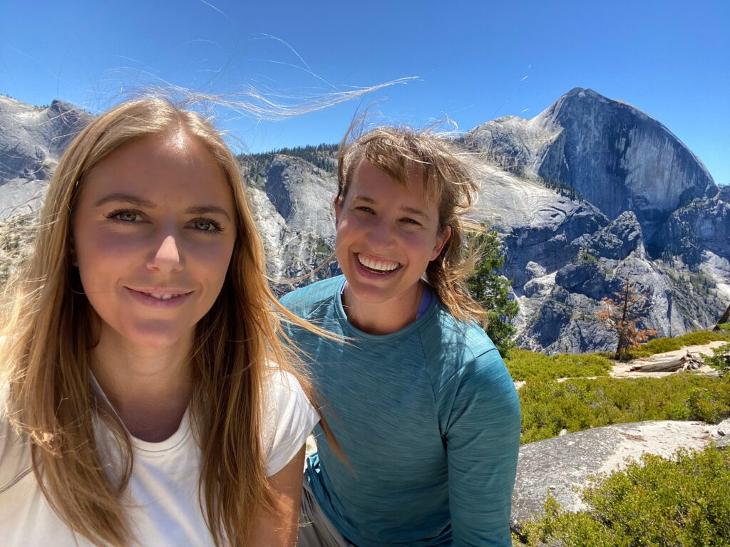 Friends enjoying day vacation in yosemite