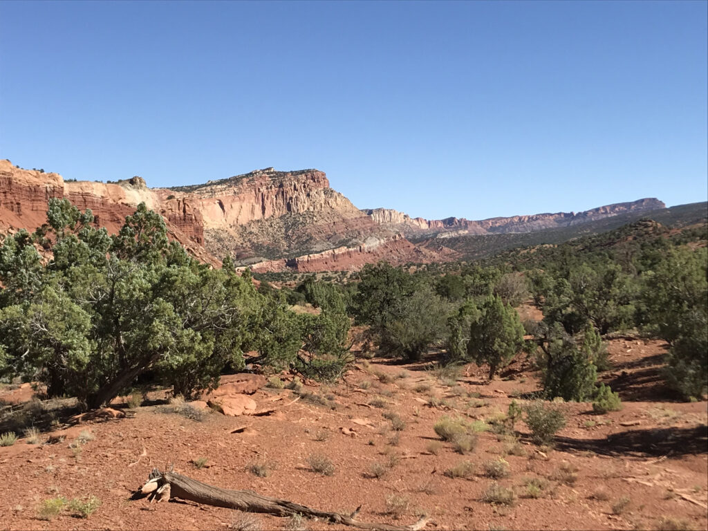 Tourists embarking on a hiking trail near Old Town Fruita in Capitol Reef National Park