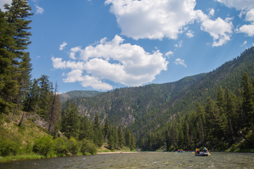 A family floating in the Middle Fork of the Salmon River in Idaho, United States