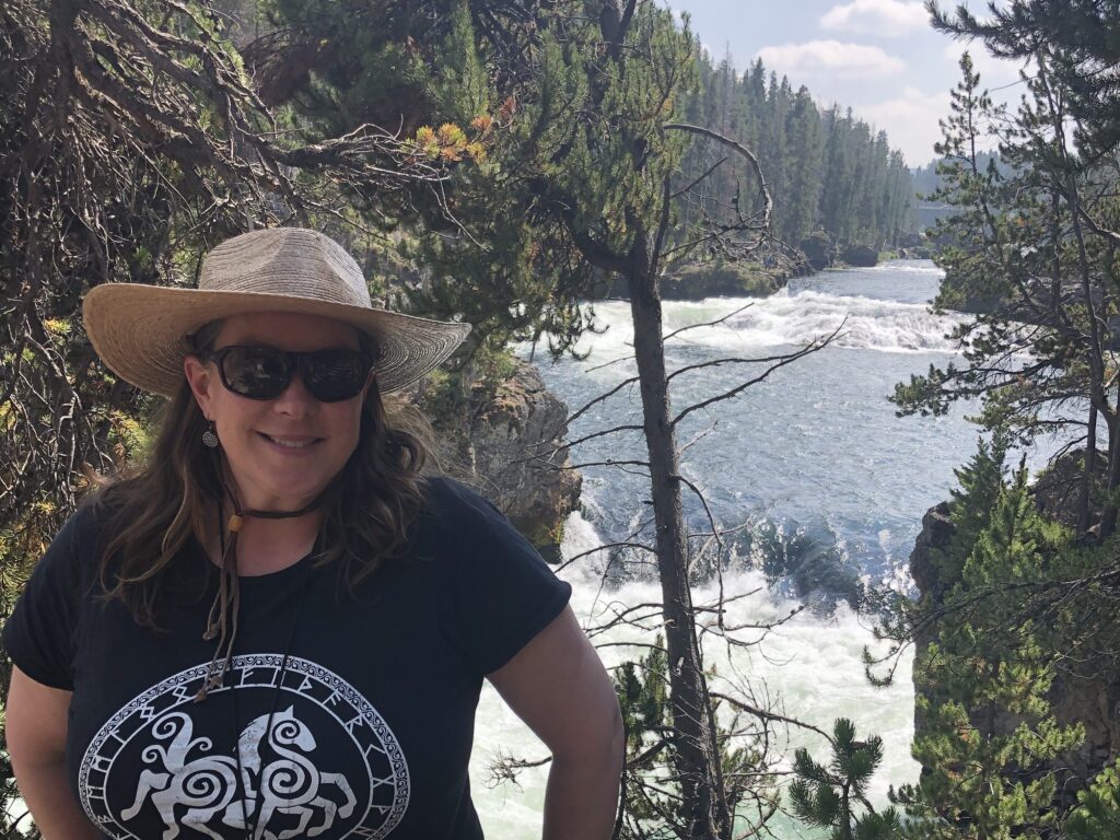 Tourist hiking Yellowstone National Park