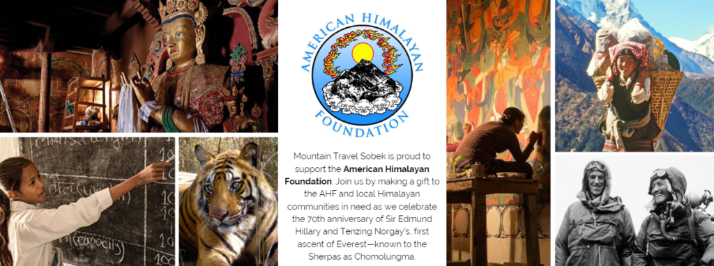 A collage of pictures featuring people in different places, including the majestic Himalayas while hiking or trekking.