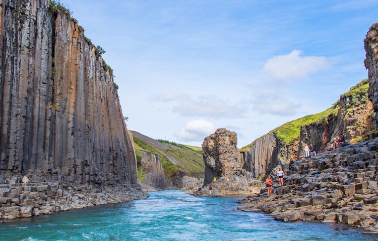 Tourists exploring Jökulsárgljúfur Canyon in Vatnajokull National Park
