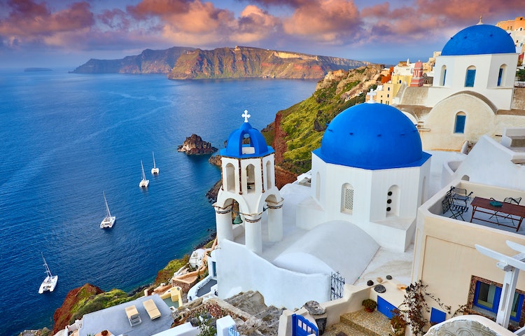 View of the island of Santorini, Greece