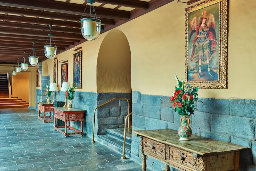 Local artwork and furnishings adorning Cusco's Palacio del Inka in Peru