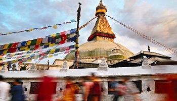 Boudhanath Stupa is a Buddhist shrine located in Kathmandu, Nepal