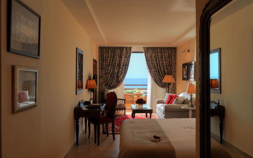 Bedroom view of luxury beach hotel in Byblos