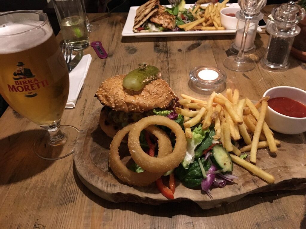 A meal with entrees at The Broadway in England