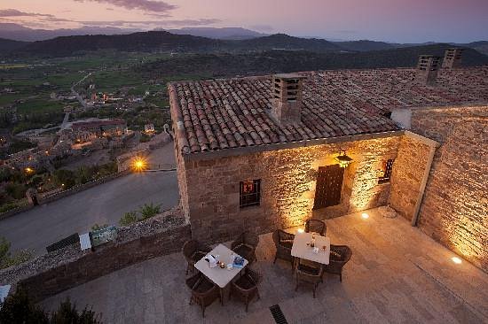 View of the city and rooftop of Parador de Cardona in Catalonia
