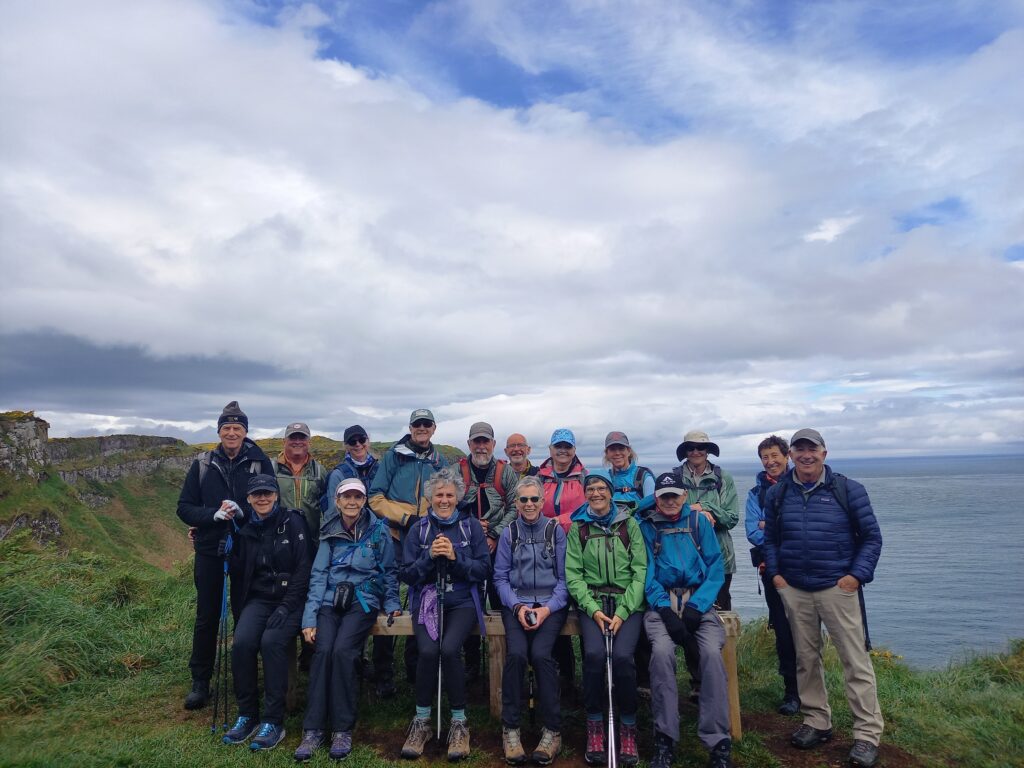 Group of guided tourists on a iconic Ireland north to south hiking trail in Ireland, Europe