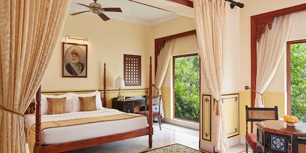 Tourists staying overnight at a local luxury hotel called the Jai Mahal Palace, a historic gem, in Jaipur, India, Asia