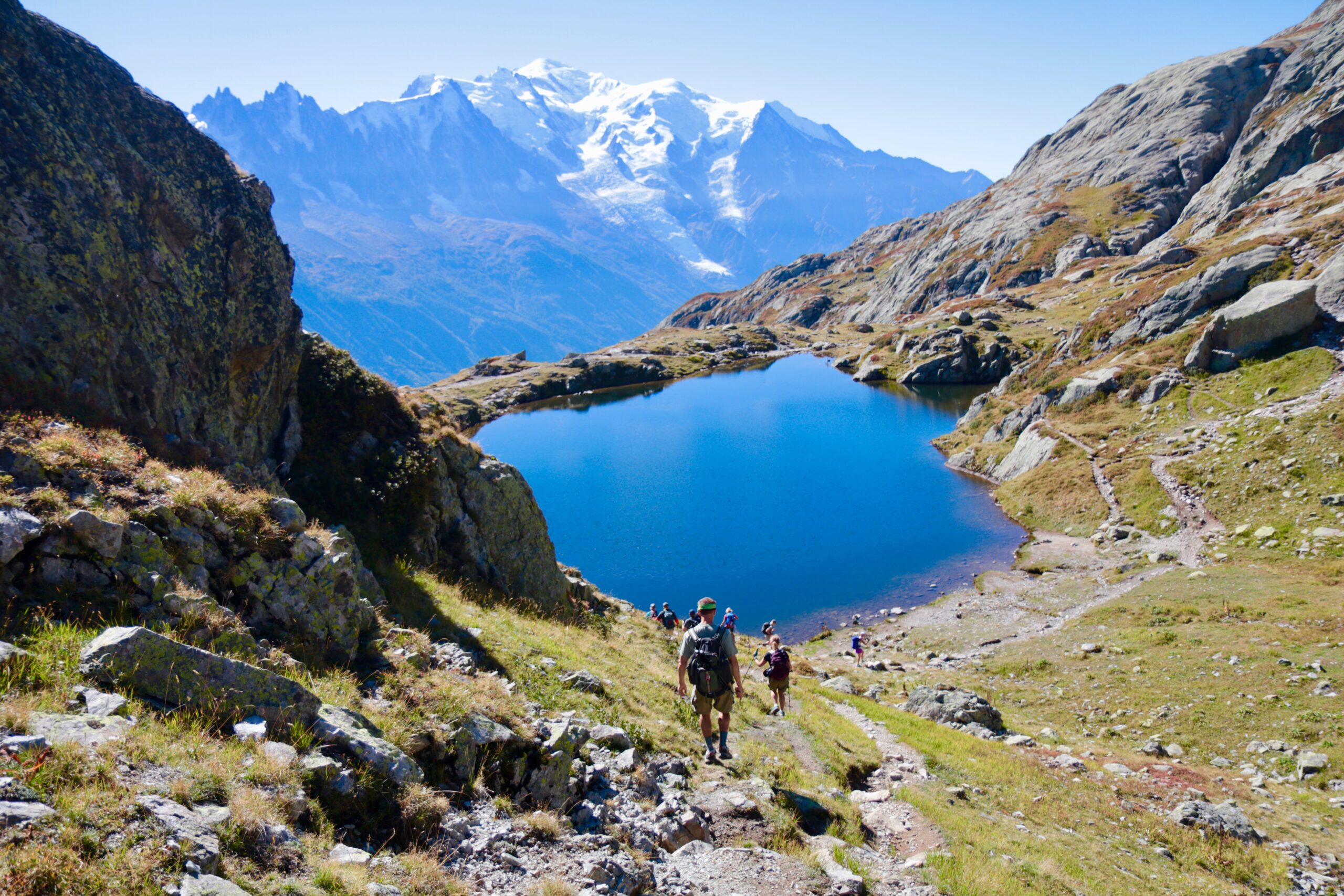A lake in the mountains.