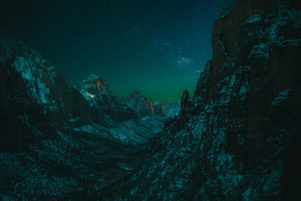 night viewing in Zion National Park, one of Utah's Mighty 5 national parks in North America