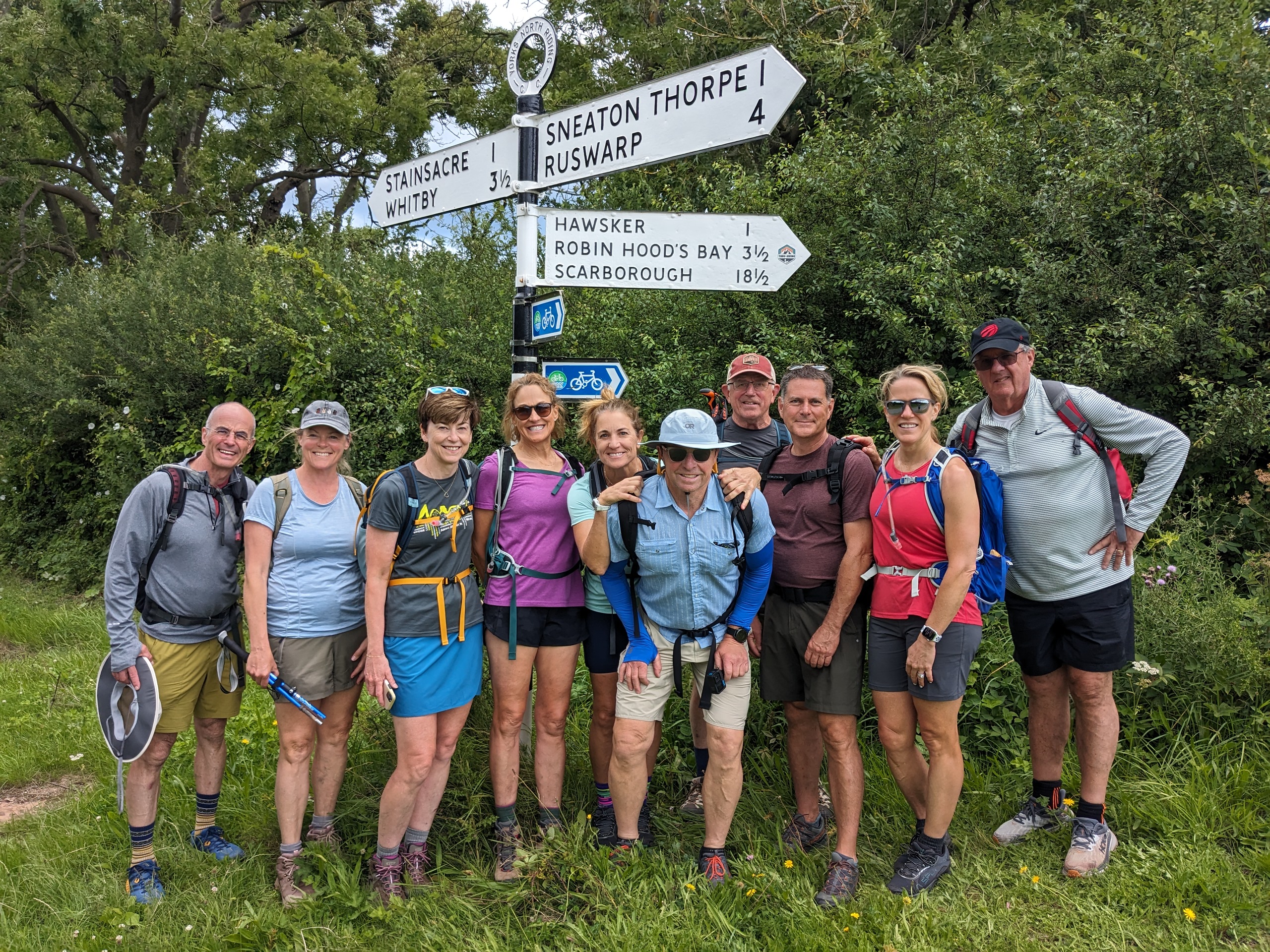 Group of trekkers both young and old on England hiking adventure