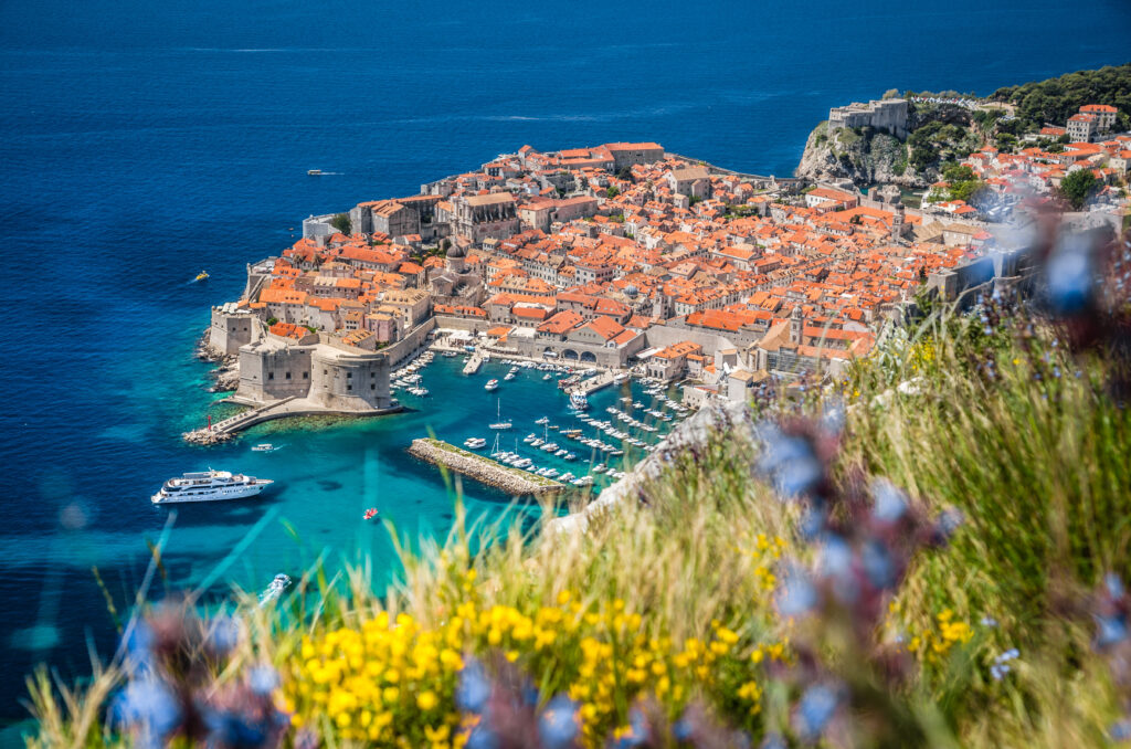 pnoramic aerial view of historic town of Dubrovnik in Croatia, Europe