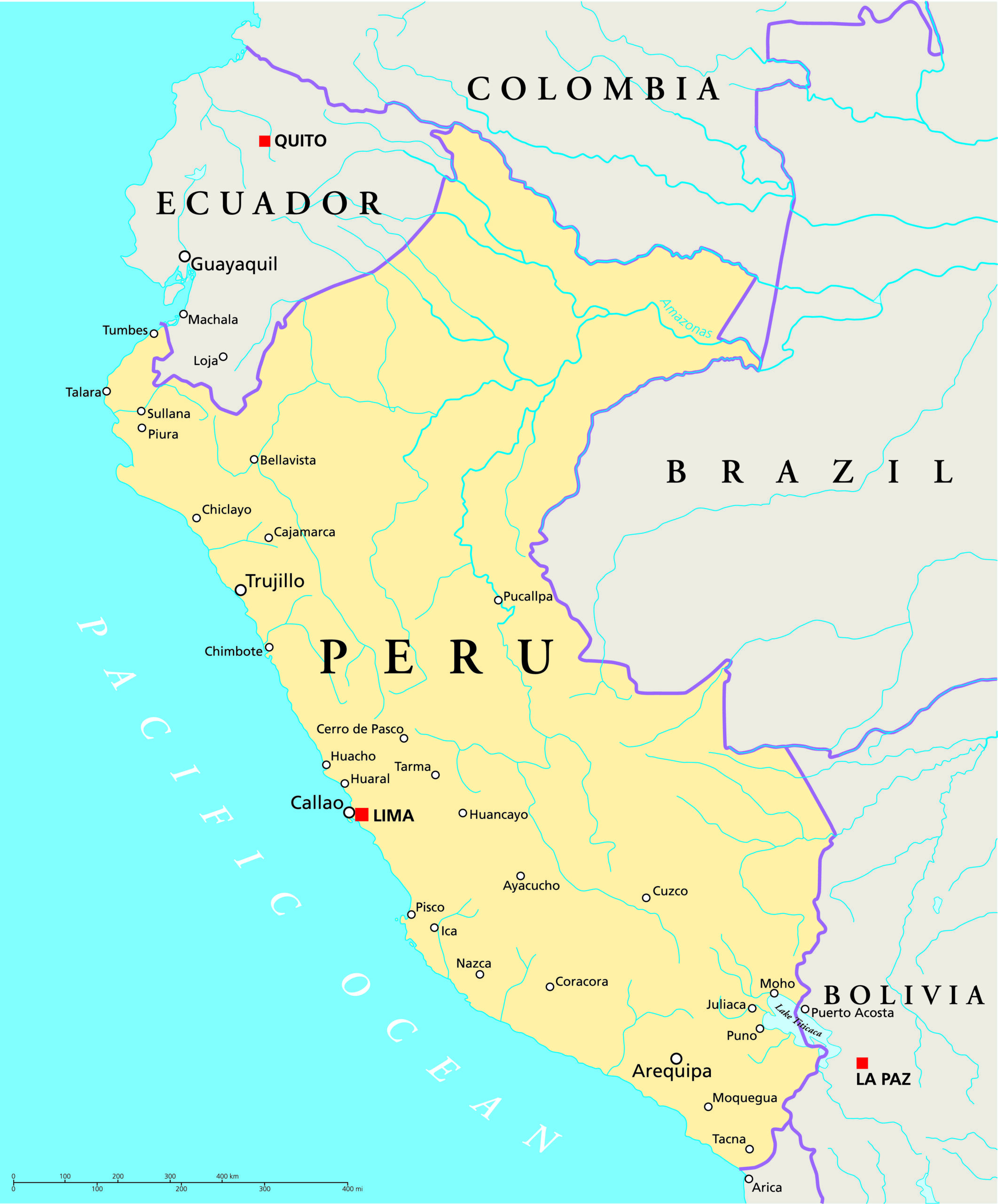 Peru map for travel guide