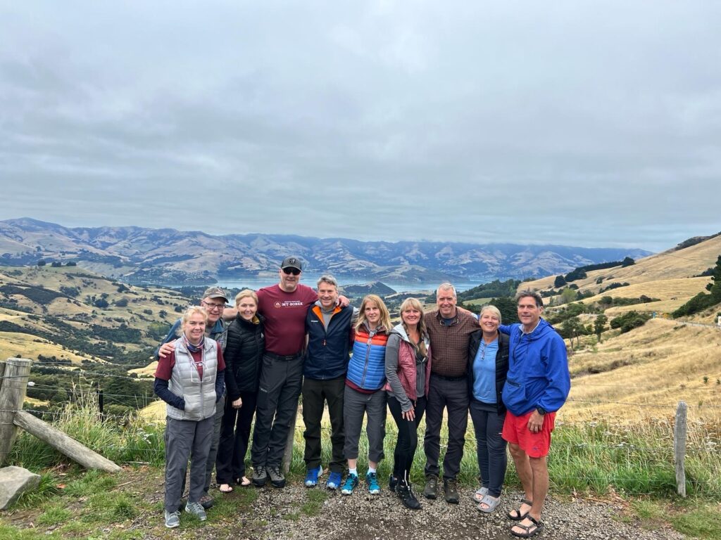 group of hikers enjoying morning views during hiking trip in New Zealand, Europe