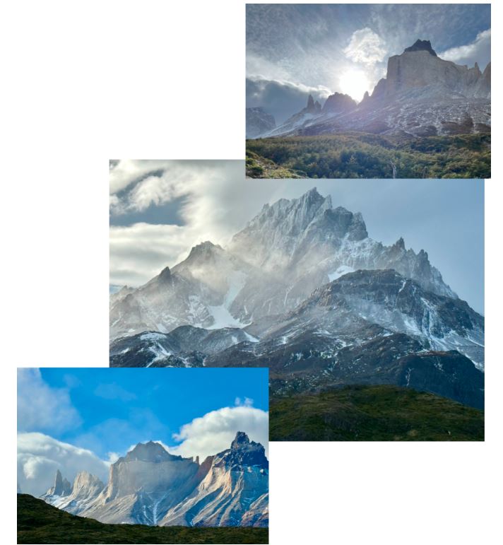 blue clouds in Patagonian skies during hike in the fall
