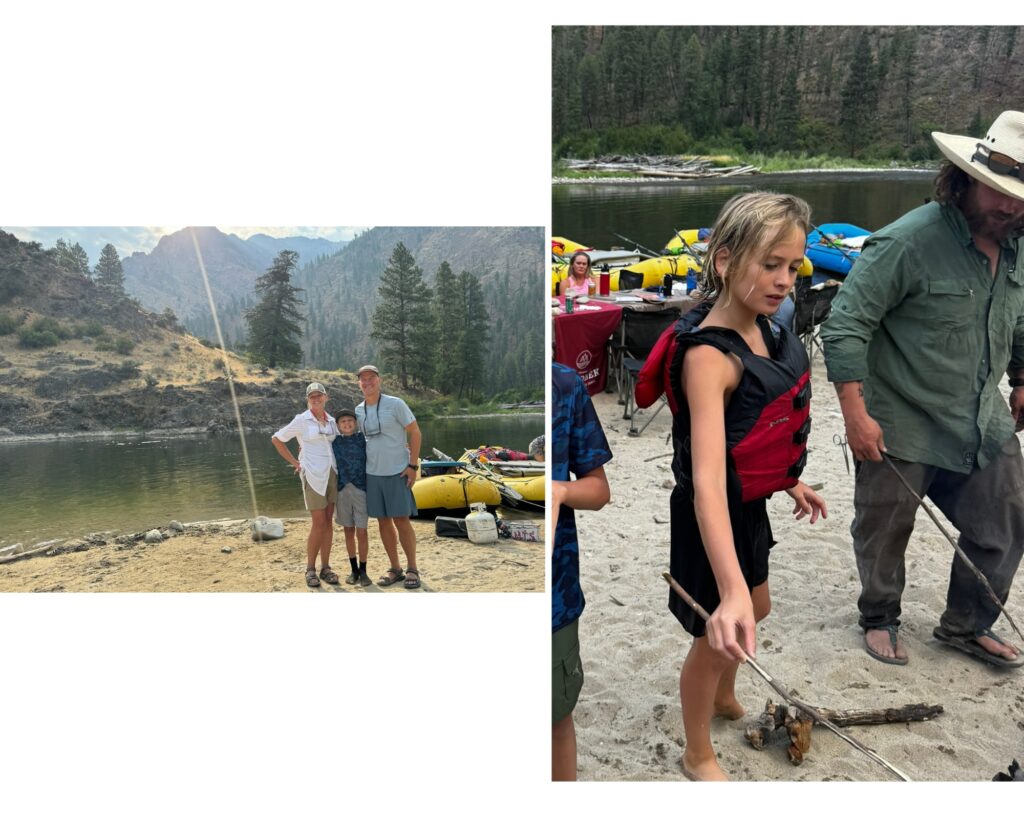 smoking smores in campground during trip to the Idaho Middle Fork