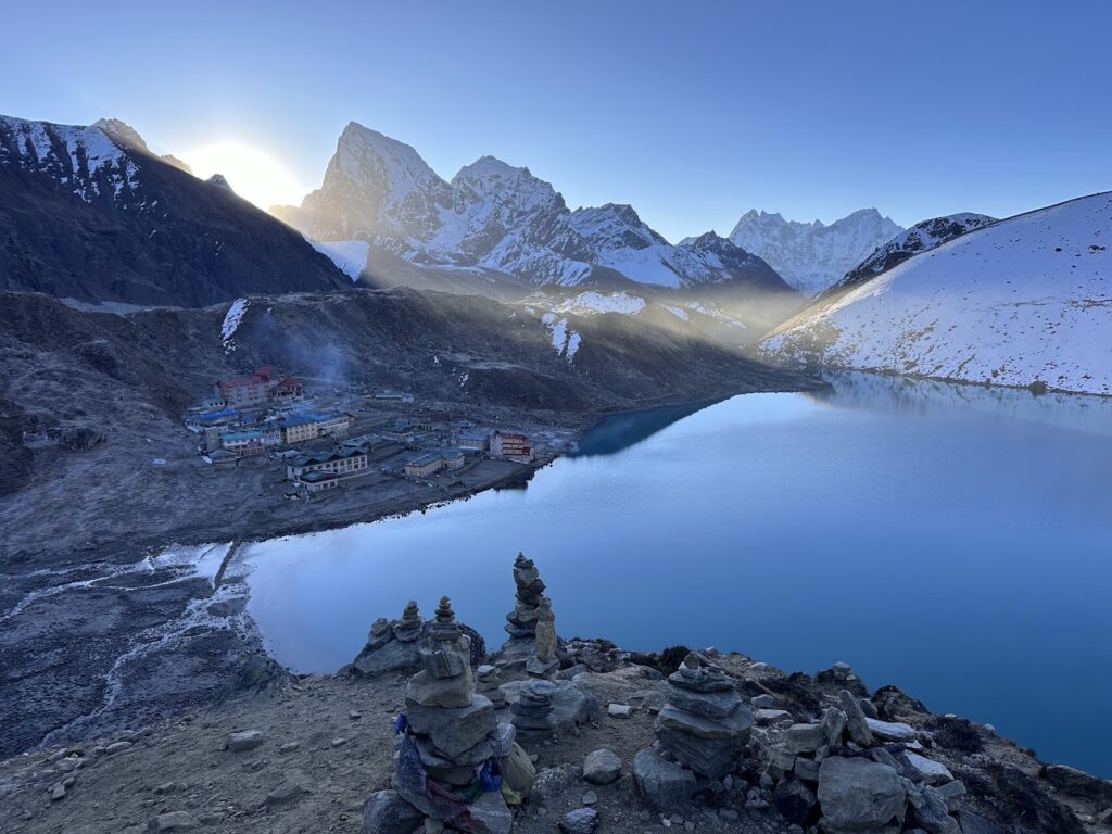 view of Bhutan villages during sun rise in Nepal Annapurna Lodge Trek