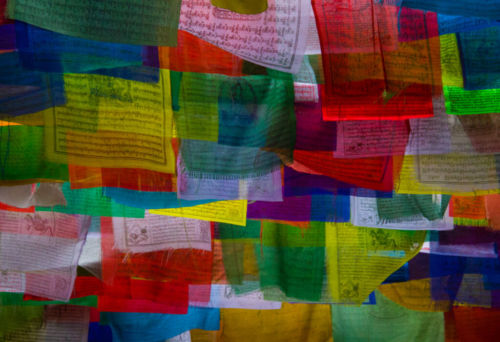 Nepalese prayer flags in the Himalayas village
