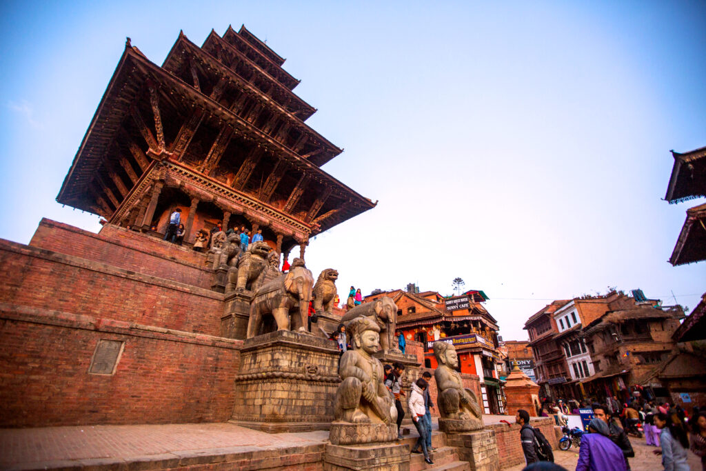 Durbar Square in front of the royal palace of old Bhaktapur Kingdom in Nepal