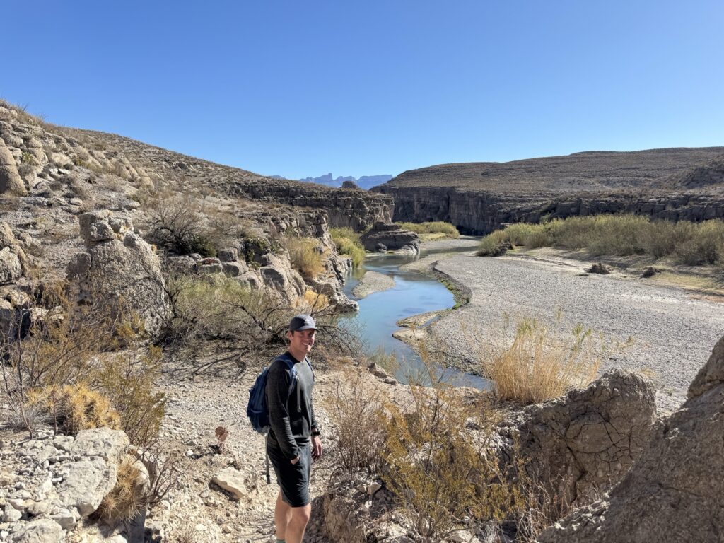 terrain in Texas Big Bend National Park with Sam Gallup, MT Sobek staff, on hiking trip
