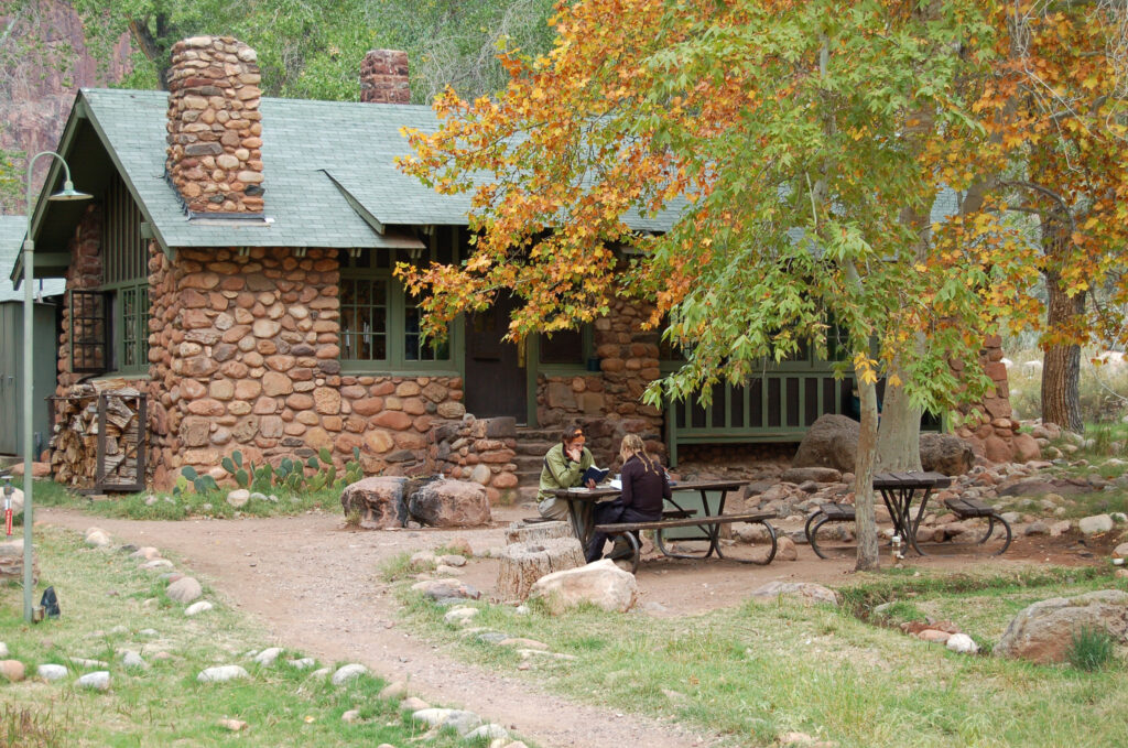 Phantom Ranch, only outpost at bottom of Grand Canyon near north rim in Arizona