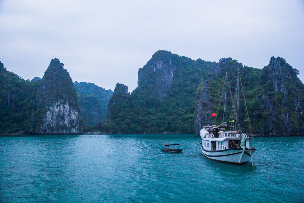 Ha Long Bay, Vietnam. A close up shot of a boat