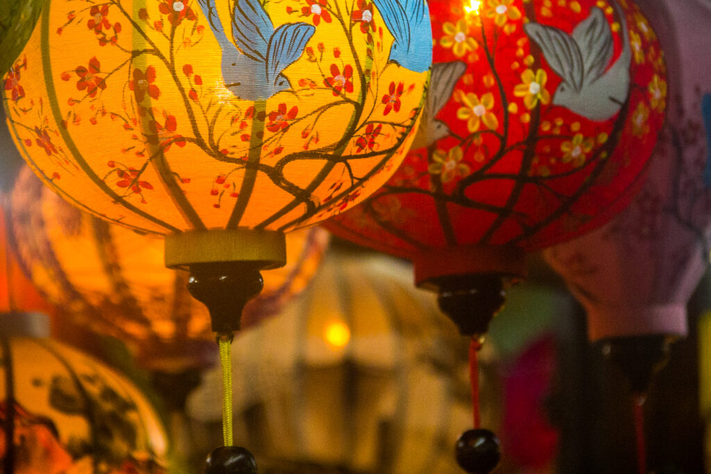 bright colorful lanterns in Hoi An city in Vietnam, Asia