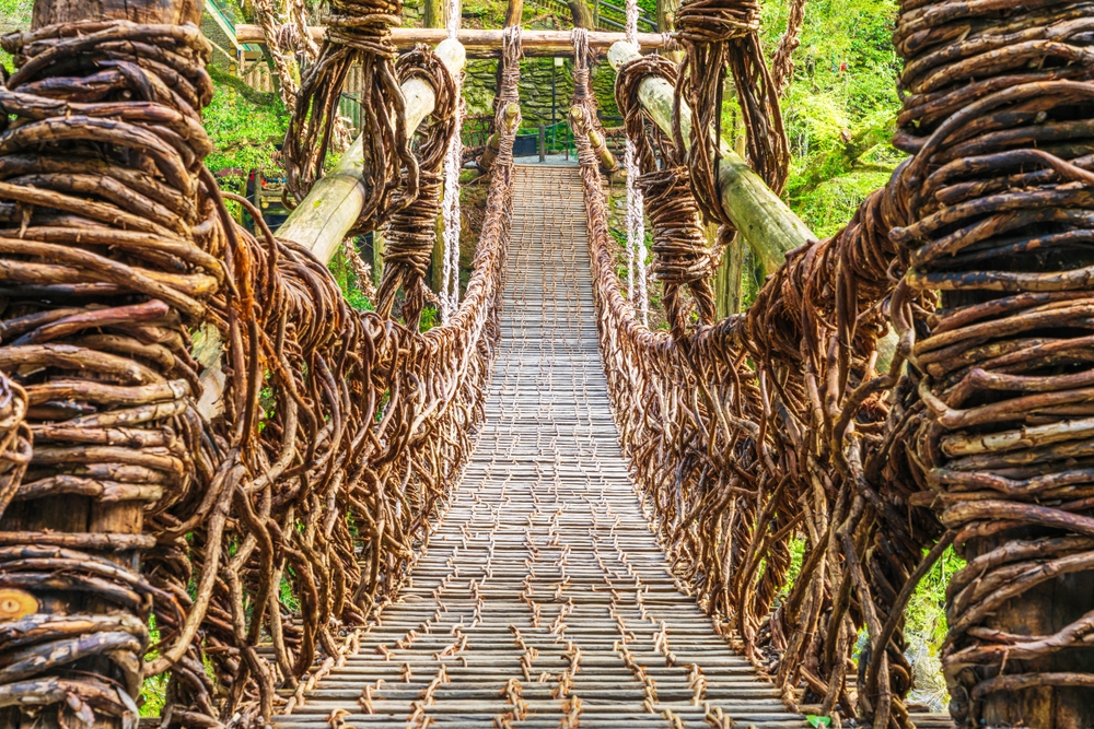 Kazurabashi vine bridge in Iya Valley, Tokushima, Japan