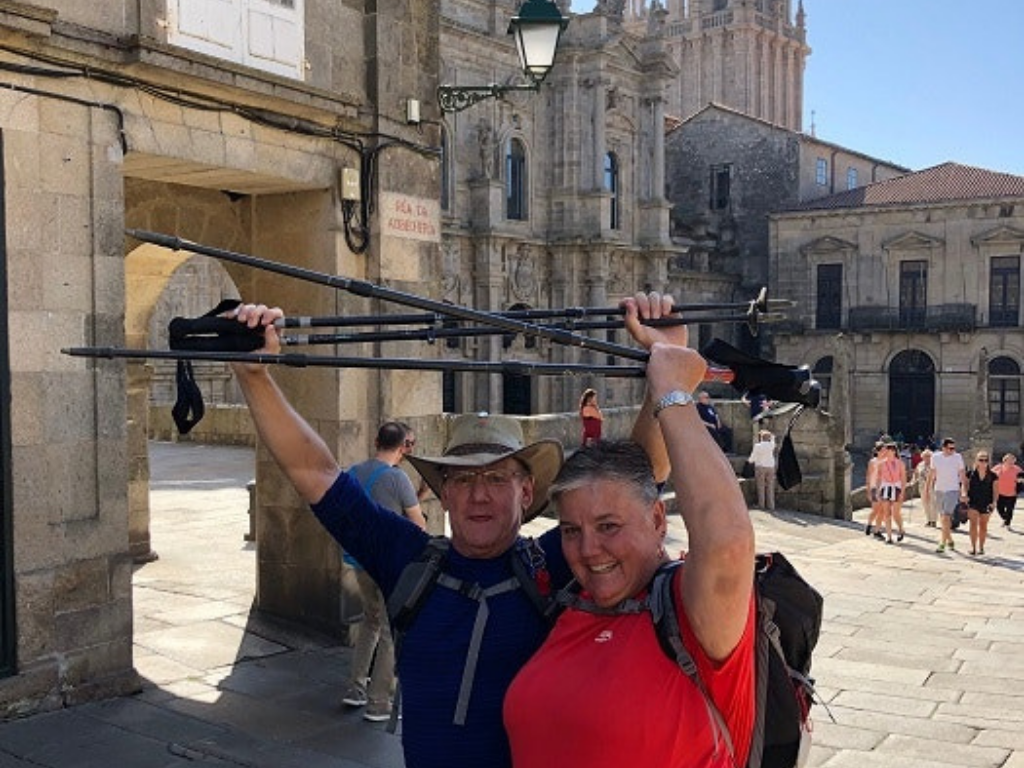 hiking traveler for Camino de Santiago in Spain