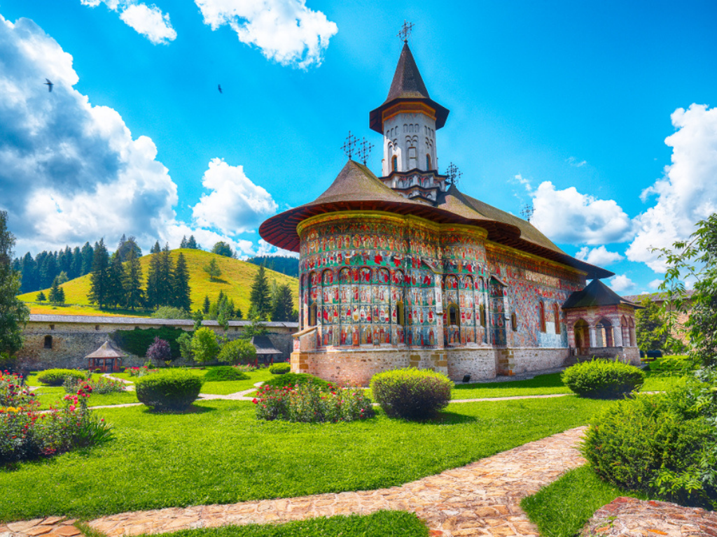 beautiful Sucevita village in Romania - visit during our Romania Via Transylvania & Beyond Hiking Tour