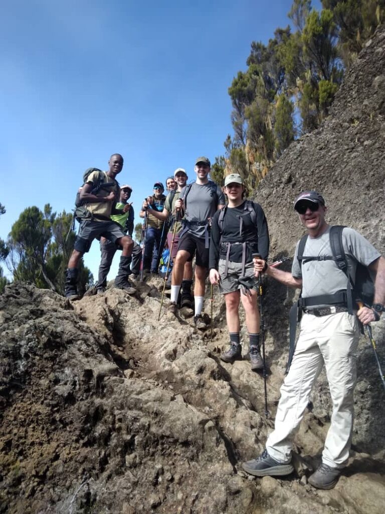 walking the Machame route in tanzania