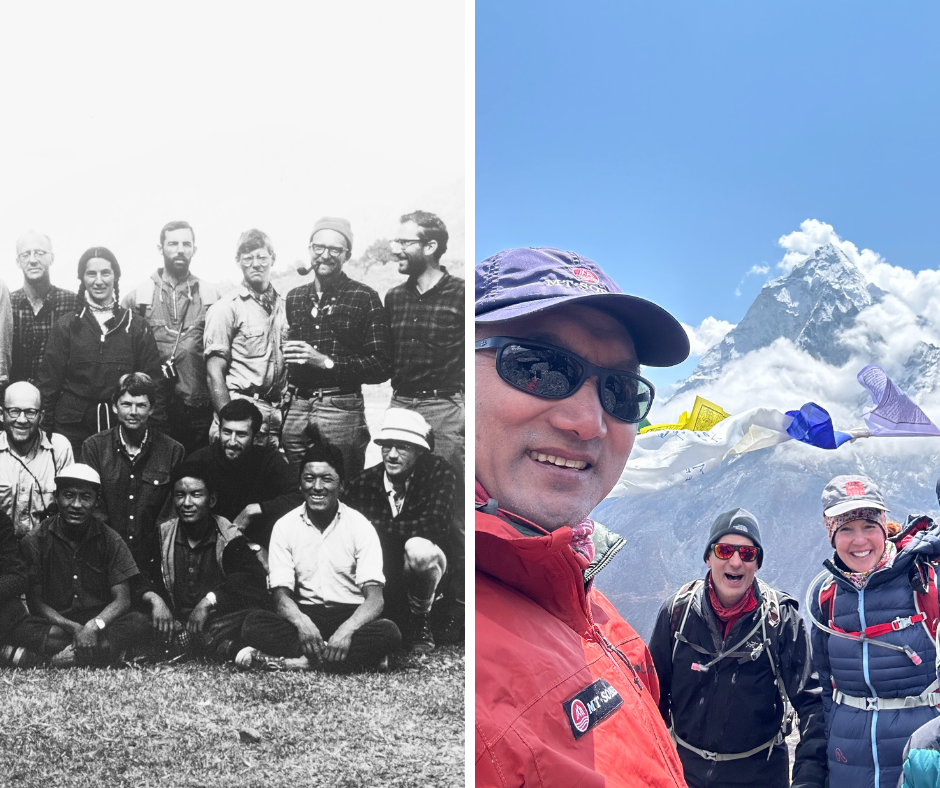 first hiking trip to Everest Vase Camp in 1969 and now: Lucy G. at the Everest hiking tour